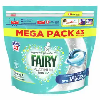 Asda Fairy Non Bio Platinum Pods Washing Liquid Capsules 43 Washes offer
