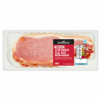 Asda ASDA Butcher's Selection 12 Thick Cut Smoked Back Bacon Rashers offer