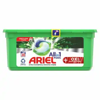 Asda Ariel All-in-1 Pods +OXI Stain Removers Effect Washing Liquid Capsules, 30 Washes offer
