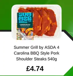 Asda Summer Grill by ASDA 4 Carolina BBQ Style Pork Shoulder Steaks offer