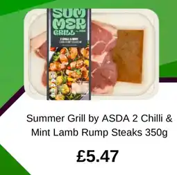 Asda Summer Grill by ASDA 2 Chilli & Mint Lamb Rump Steaks offer