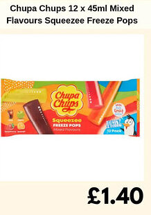 Sainsbury's Chupa Chups Mixed Flavours Squeezee Freeze Pops offer