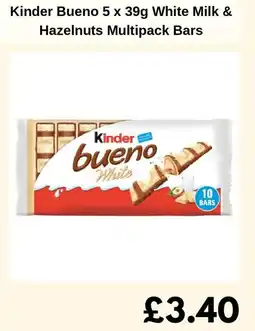 Sainsbury's Kinder Bueno White Milk & Hazelnuts Multipack Bars offer