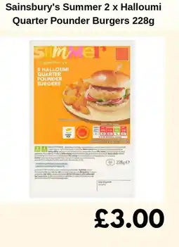 Sainsbury's Sainsbury's Summer 2 x Halloumi Quarter Pounder Burgers offer