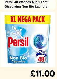 Sainsbury's Persil 48 Washes 4 in 1 Fast Dissolving Non Bio Laundry offer