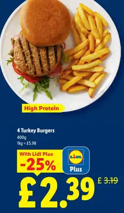 Lidl 4 Turkey Burgers offer