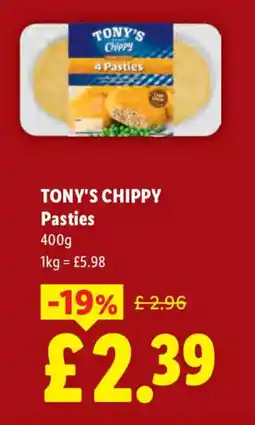 Lidl TONY'S CHIPPY Pasties offer