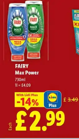 Lidl FAIRY Max Power offer
