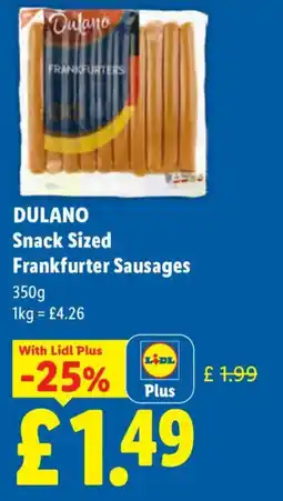 Lidl DULANO Snack Sized Frankfurter Sausages offer