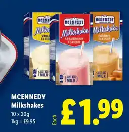 Lidl MCENNEDY Milkshakes offer