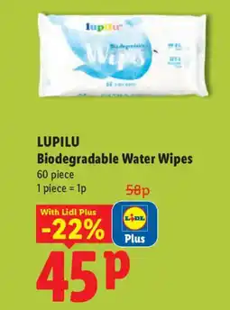 Lidl LUPILU Biodegradable Water Wipes offer