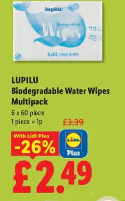 Lidl LUPILU Biodegradable Water Wipes Multipack offer