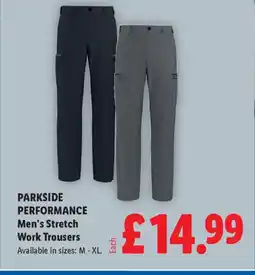 Lidl PARKSIDE PERFORMANCE Men's Stretch Work Trousers offer