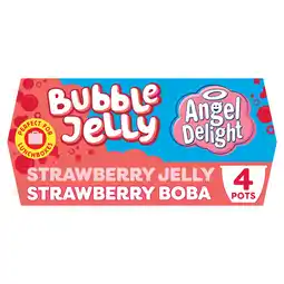 Iceland Angel Delight Strawberry Jelly and Strawberry Boba Bubble Dessert Snack Pot x4 offer