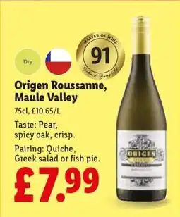 Lidl Origen Roussanne, Maule Valley offer