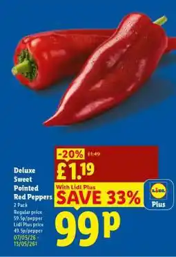 Lidl Deluxe Sweet Pointed Red Peppers offer