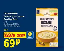 Lidl CROWNFIELD Golden Syrup Instant Porridge Oats offer