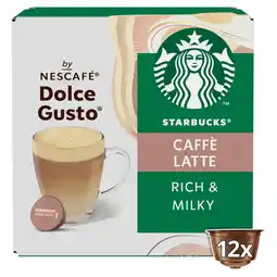 Iceland Starbucks Caffe Latte By Nescafé Dolce Gusto, Coffee Pods x12 (12 Servings) offer