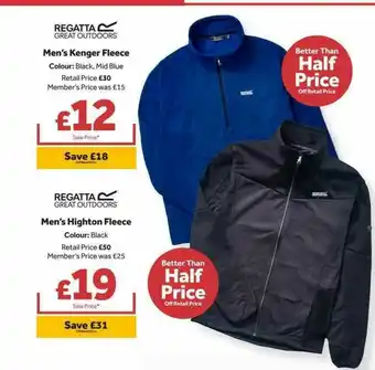 GO Outdoors Regatta Men's Kenger Fleece Or Regatta Men's Highton Fleece offer