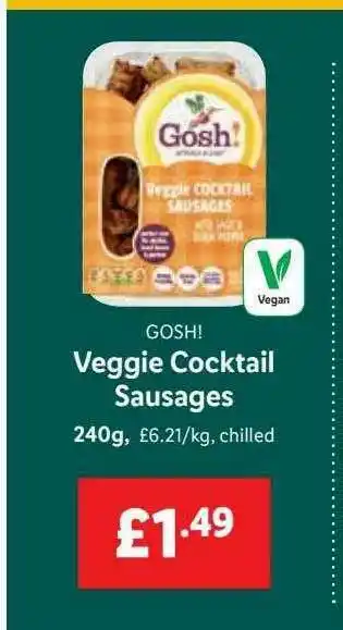 Lidl Gosh! Veggie Cocktail Sausages offer