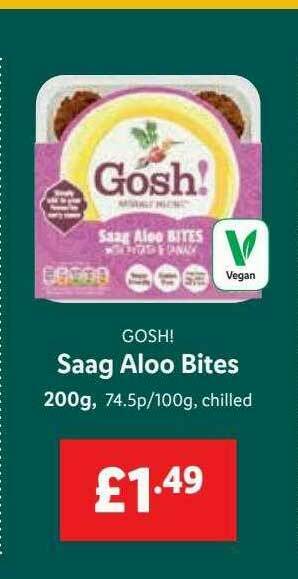 Lidl Gosh! Saag Aloo Bites offer