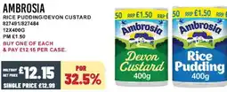 Bestway AMBROSIA Rice pudding/devon custard offer