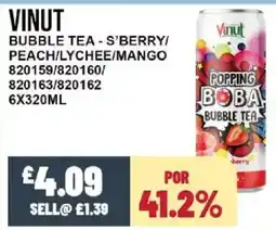 Bestway VINUT Bubble tea - s'berry/ peach/lychee/mango offer