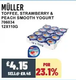 Bestway MÜLLER Toffee, strawberry & peach smooth yogurt offer