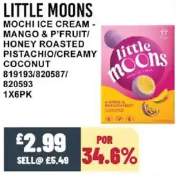 Bestway LITTLE MOONS Mochi ice cream - mango & p'fruit/ honey roasted pistachio/creamy coconut offer