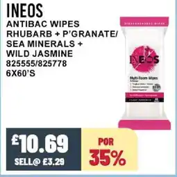 Bestway INEOS Antibac wipes rhubarb + p'granate/ sea minerals + wild jasmine offer