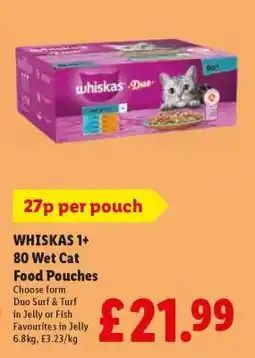 Lidl WHISKAS 1+ 80 Wet Cat Food Pouches offer