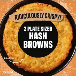 Iceland Iceland 2 Plate Sized Hash Browns 400g offer