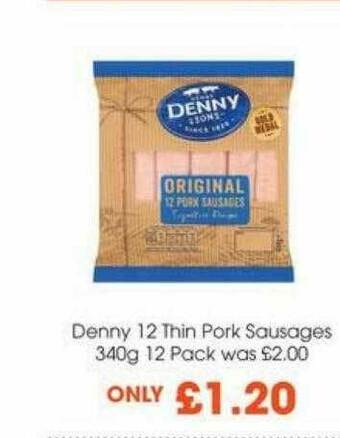 Centra Denny 12 Thin Pork Sausages offer