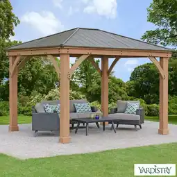 Costco Yardistry 10 x 12ft (3 x 3.7m) Wooden Gazebo with Peaked Aluminium Solid Roof offer