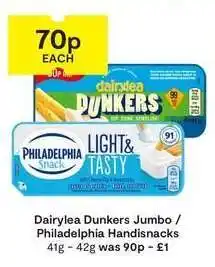 SuperValu Dairylea Dunkers Jumbo / Philadelphia Handsnacks offer