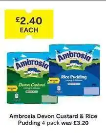 SuperValu Ambrosia Devon Custard & Rice Pudding offer