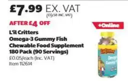 Costco L'il Critters Omega-3 Gummy Fish Chewable Food Supplement 180 Pack (90 Servings) offer