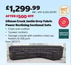 Costco Gilman Creek Justin Grey Fabric Power Reclining Sectional Sofa offer