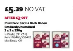 Costco Plumtree Farms Back Bacon Smoked/UnSmoked offer