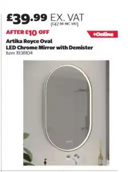 Costco Artika Royce Oval LED Chrome Mirror with Demister offer