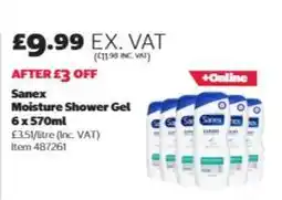 Costco Sanex Moisture Shower Gel 6 x 570ml offer