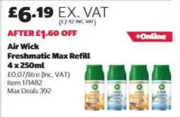 Costco Air Wick Freshmatic Max Refill 4 x 250ml offer