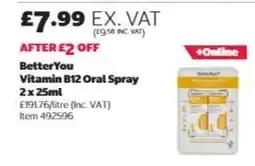 Costco BetterYou Vitamin B12 Oral Spray 2 x 25ml offer