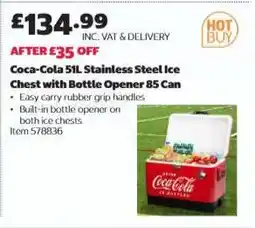 Costco Coca-Cola 51L Stainless Steel Ice Chest with Bottle Opener 85 Can offer