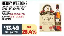 Bestway HENRY WESTONS Vintage - orig/cldy/ medium-bottles offer