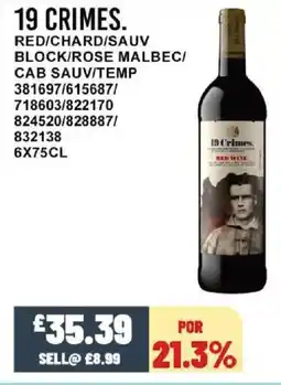 Bestway 19 CRIMES. Red/chard/sauv block/rose malbec/ cab sauv/temp offer