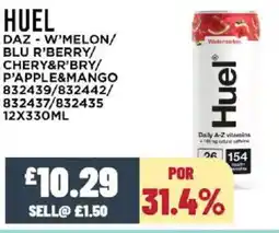 Bestway HUEL Daz - w'melon/ blu r'berry/ chery&r'bry/ p'apple&mango offer