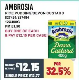 Bestway AMBROSIA Rice pudding/devon custard offer