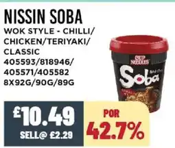 Bestway NISSIN SOBA Wok style - chilli/ chicken/teriyaki/ classic offer