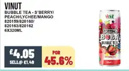 Bestway VINUT Bubble tea - s'berry/ peach/lychee/mango offer